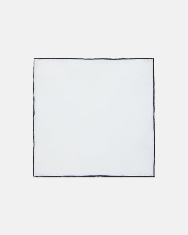 Made In Italy With Black Edge Linen Pocket Square