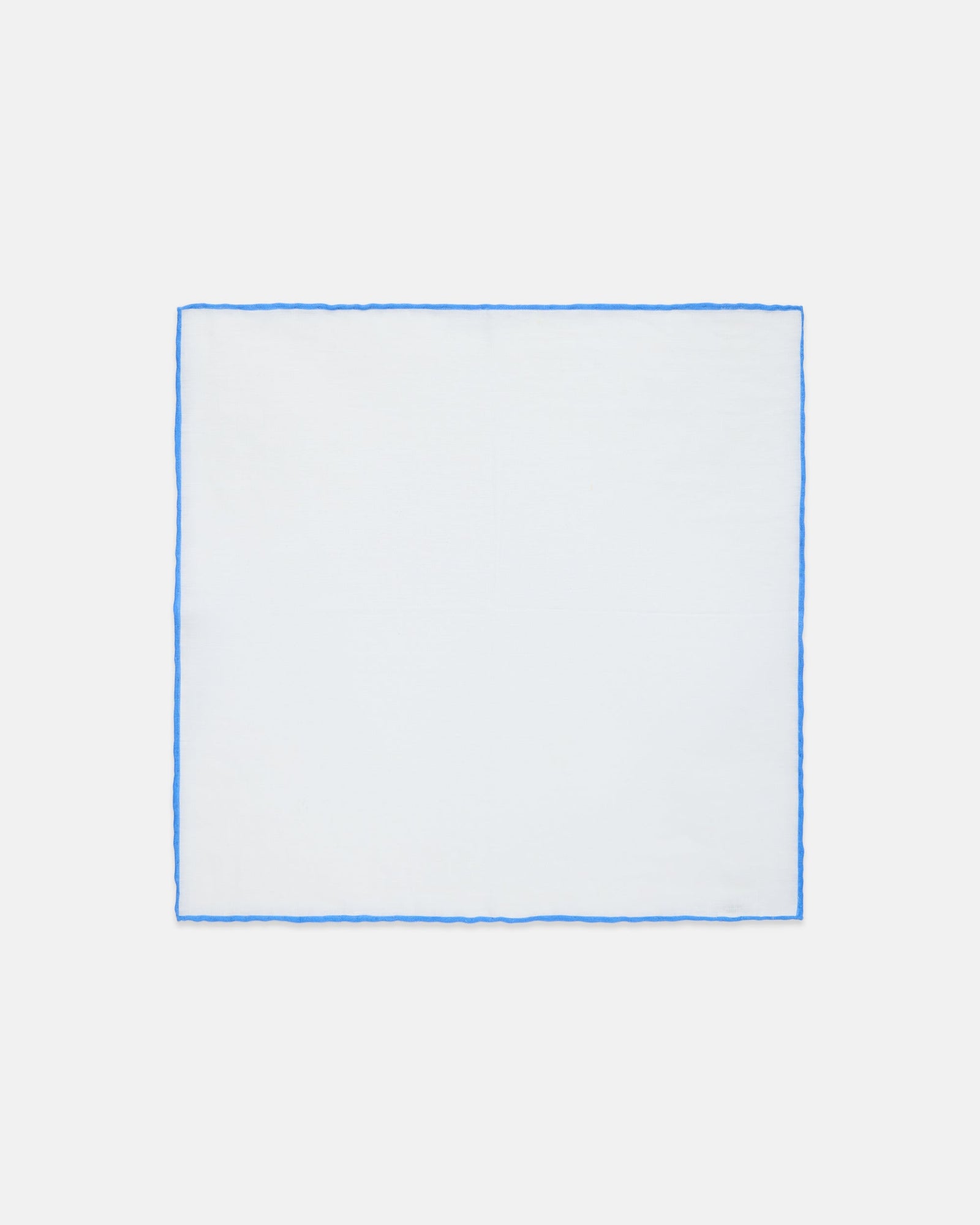 Made In Italy With Light Blue Edge Linen Pocket Square