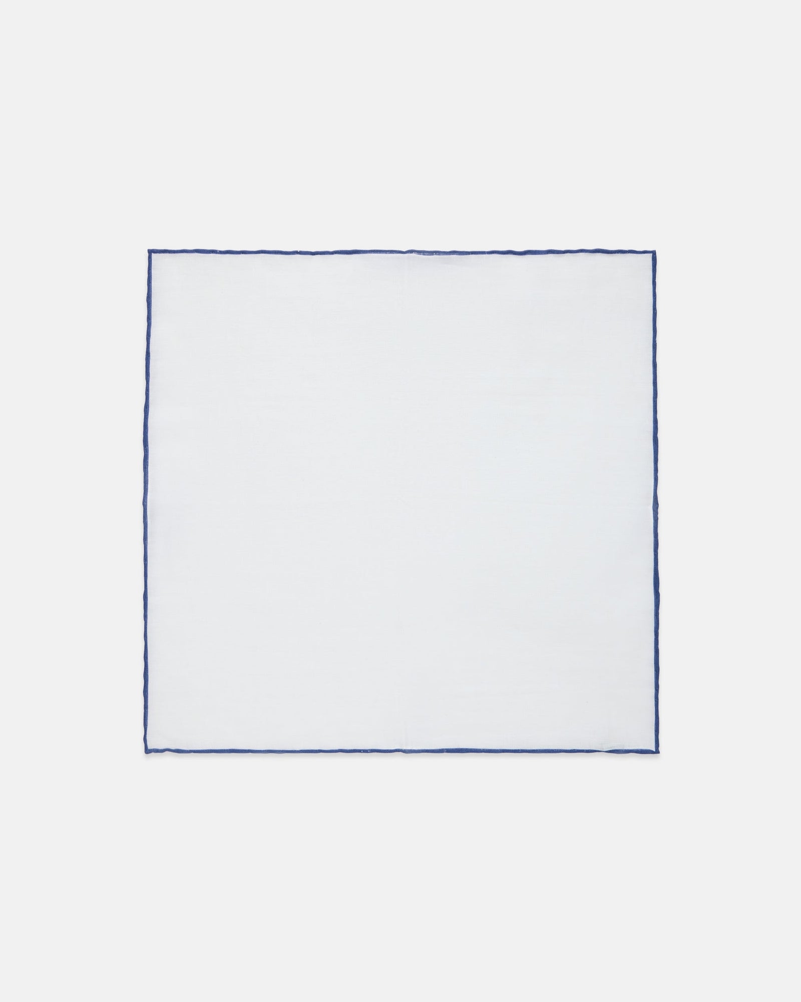 Made In Italy With Navy Edge Linen Pocket Square