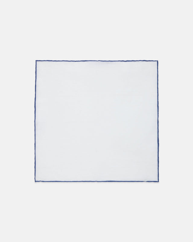 Made In Italy With Navy Edge Linen Pocket Square
