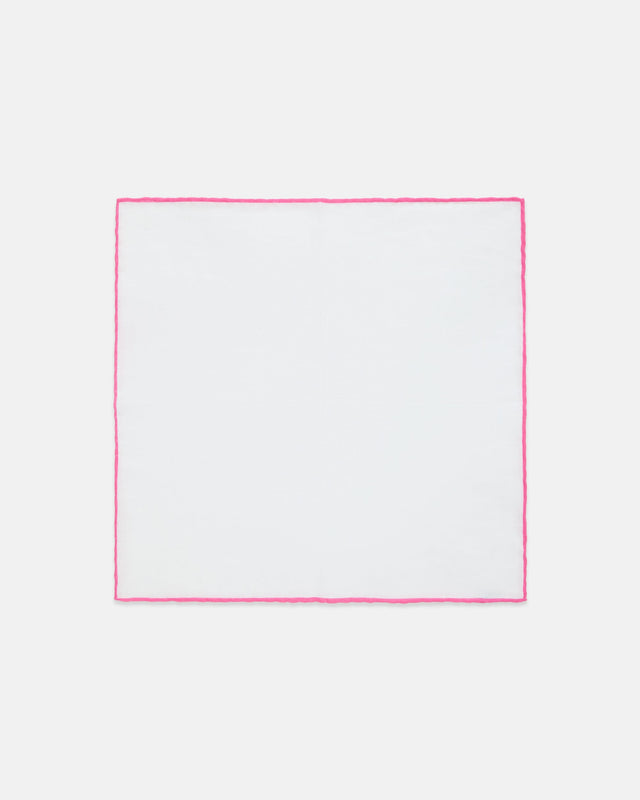 Made In Italy With Pink Edge Linen Pocket Square