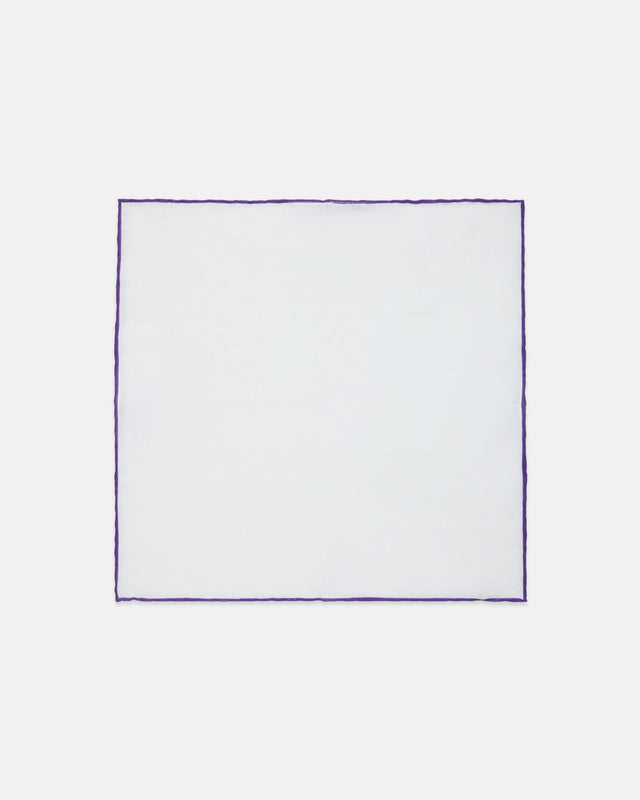 Made In Italy With Purple Edge Linen Pocket Square