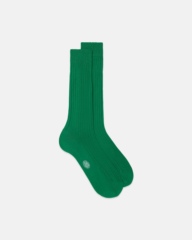 Made In Italy Green Cotton Mid Calf Socks