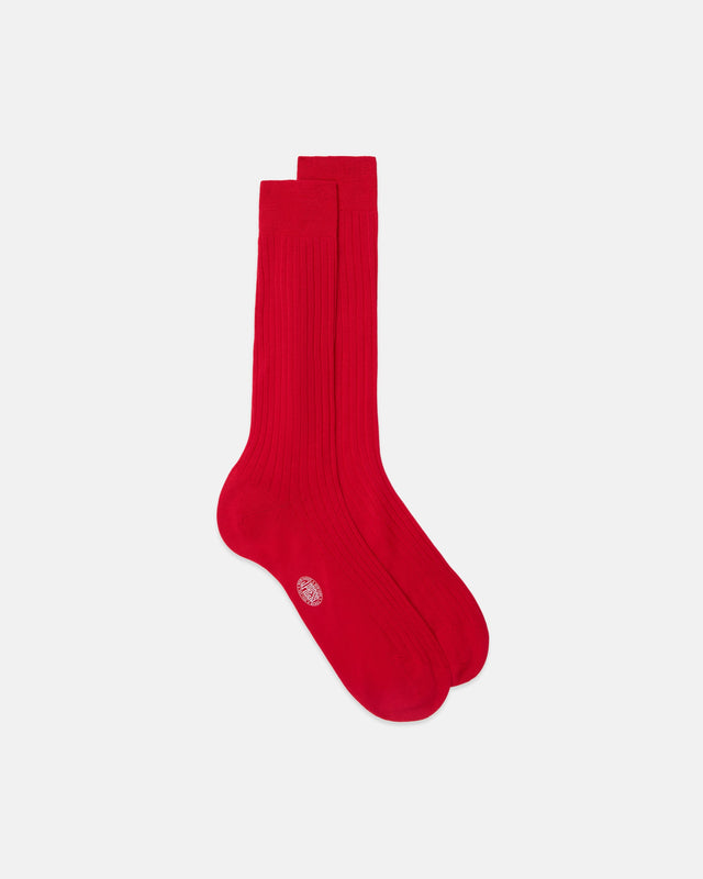 Made In Italy Red Cotton Mid Calf Socks