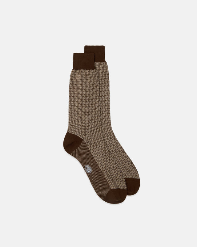 Made In Italy Houndstooth Cotton Mid Calf Socks