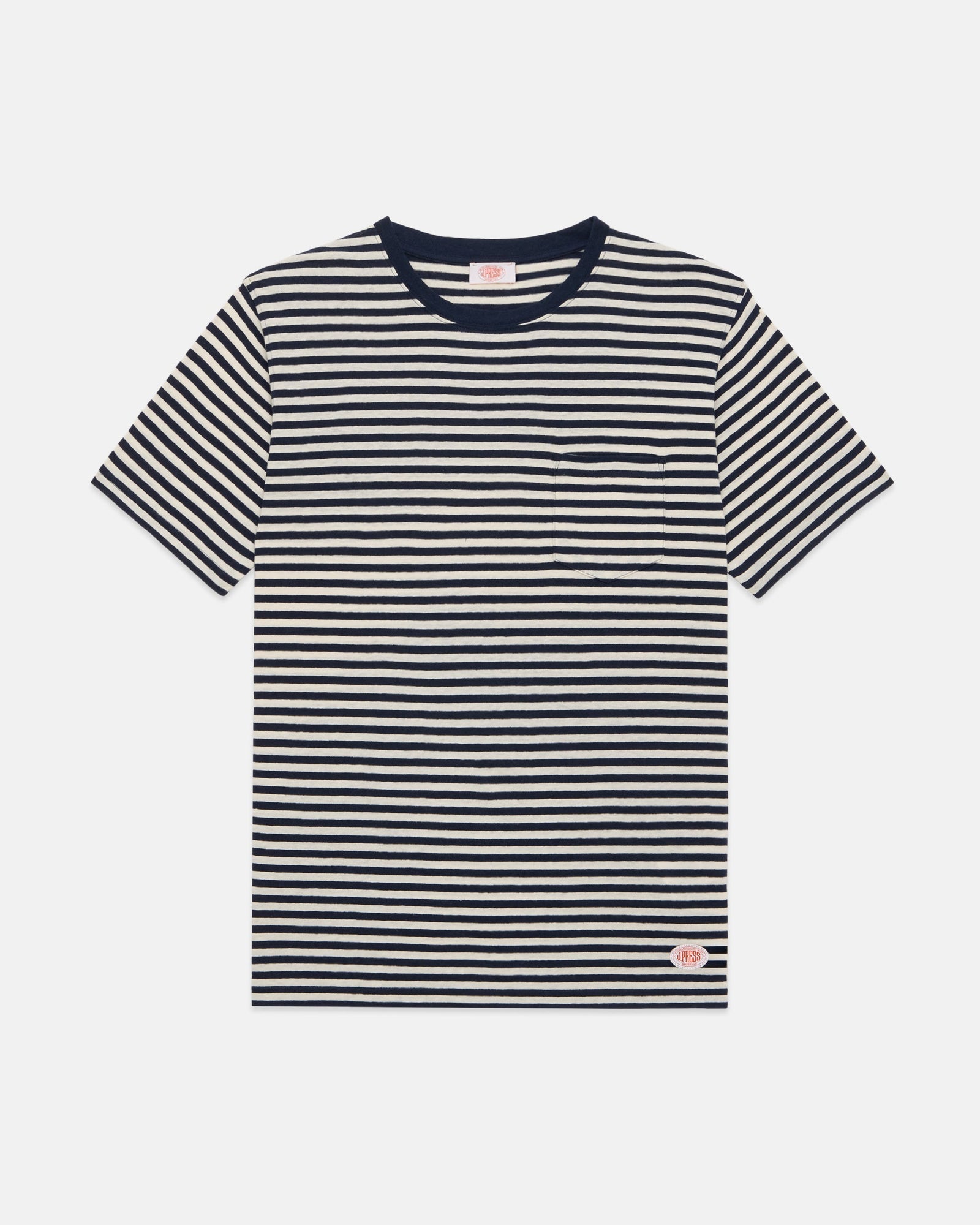 Armor Lux White Stripe Cotton Linen T Shirt