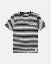 Armor-Lux Navy & White Stripe Cotton-Linen T-Shirt
