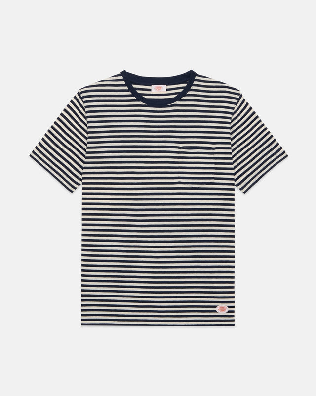 Armor-Lux Navy & White Stripe Cotton-Linen T-Shirt