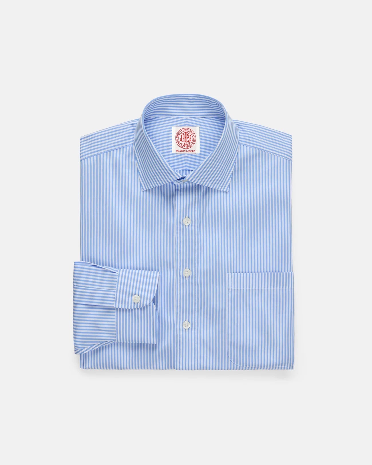 Made In Canada Light Candy Stripe Spread Collar Dress Shirt Classic Fit