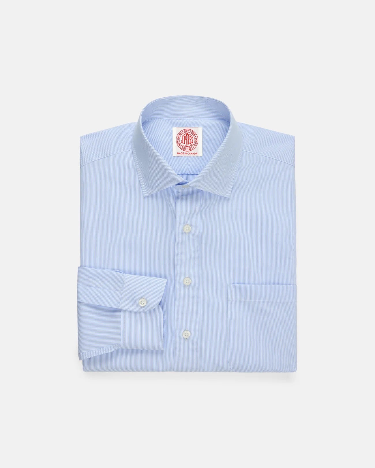 Made In Canada Light Pinstripe Spread Collar Dress Shirt Classic Fit