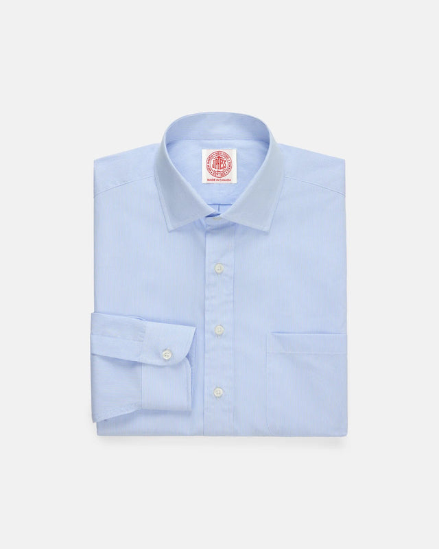 Made In Canada Light Pinstripe Spread Collar Dress Shirt Classic Fit
