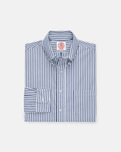 Made-in-Canada Navy Butcher Stripe Button Down Shirt - Classic Fit