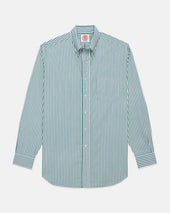 Made In Canada Green Butcher Stripe Button Down Shirt Classic Fit