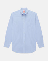 Made-in-Canada Medium Blue Hairline Stripe Button Down Shirt - Classic Fit