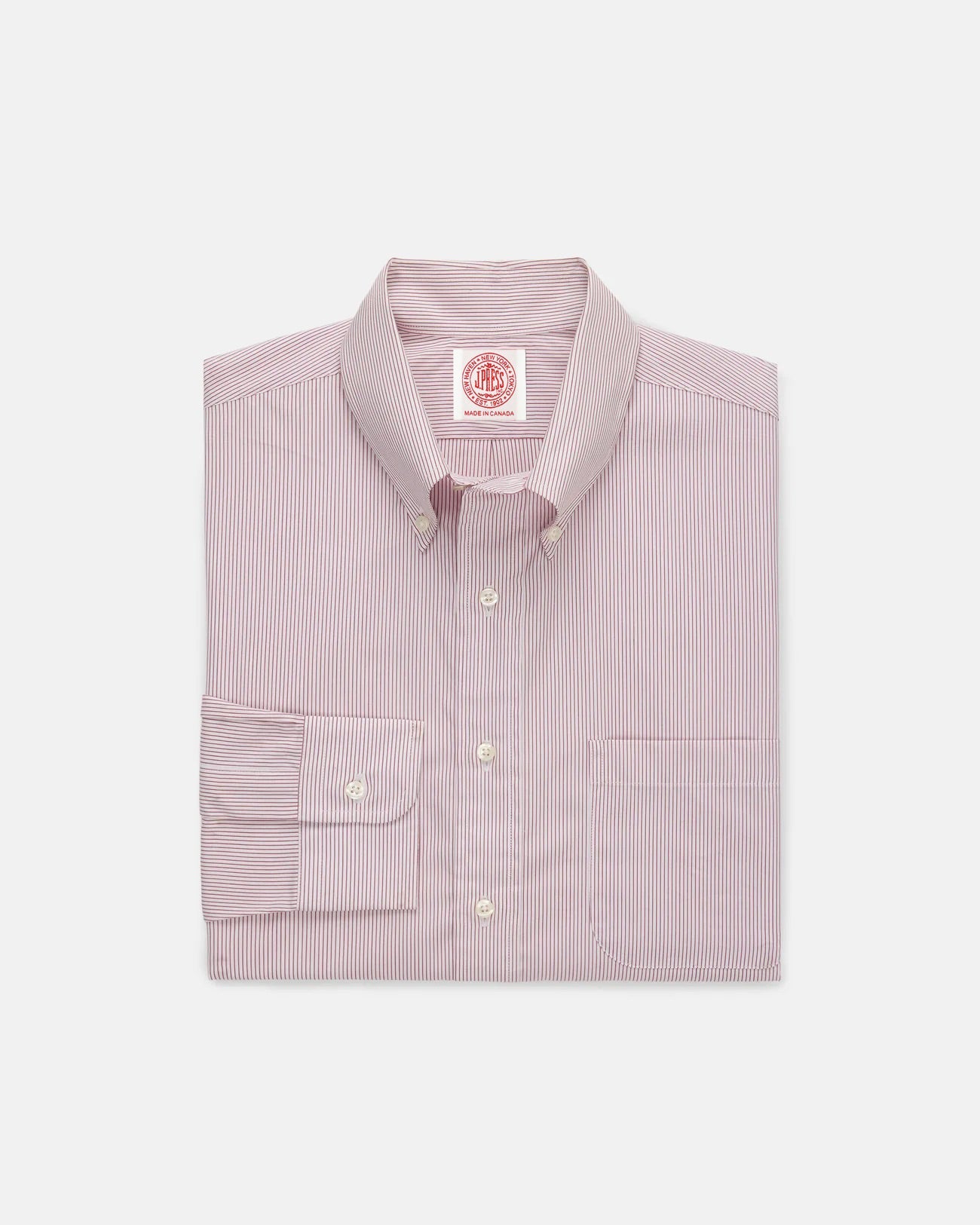 Made In Canada Red Pinstripe Button Down Shirt Classic Fit