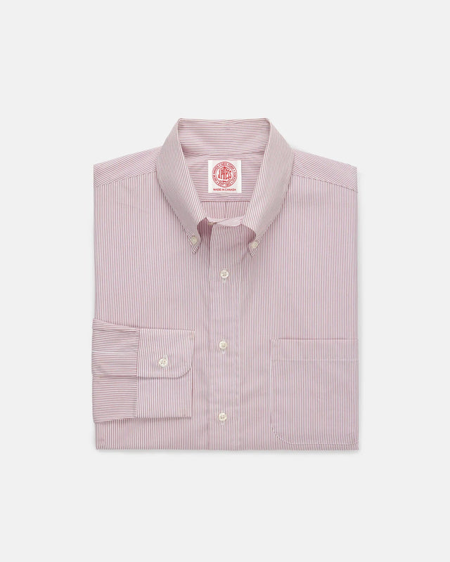 Made-in-Canada Red Pinstripe Button Down Shirt - Classic Fit