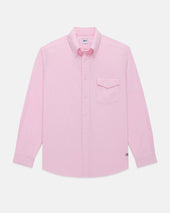 Pink Enzyme Washed Oxford Sport Shirt Flap Pocket Trim Fit