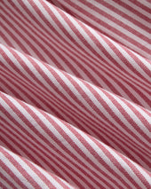 Red Enzyme Washed Oxford Striped Shirt Flap Pocket Trim Fit