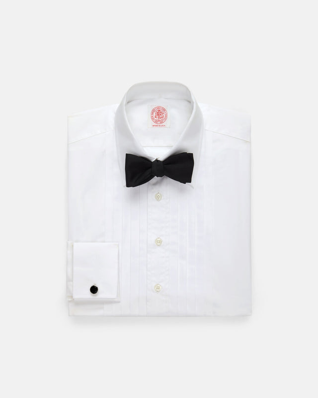Pleated Front Straight Collar Formal Shirt
