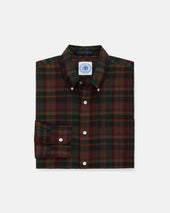 Green Navy Overdyed Madras Button Down Shirt Classic Fit
