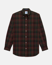 Green Navy Overdyed Madras Button Down Shirt Classic Fit