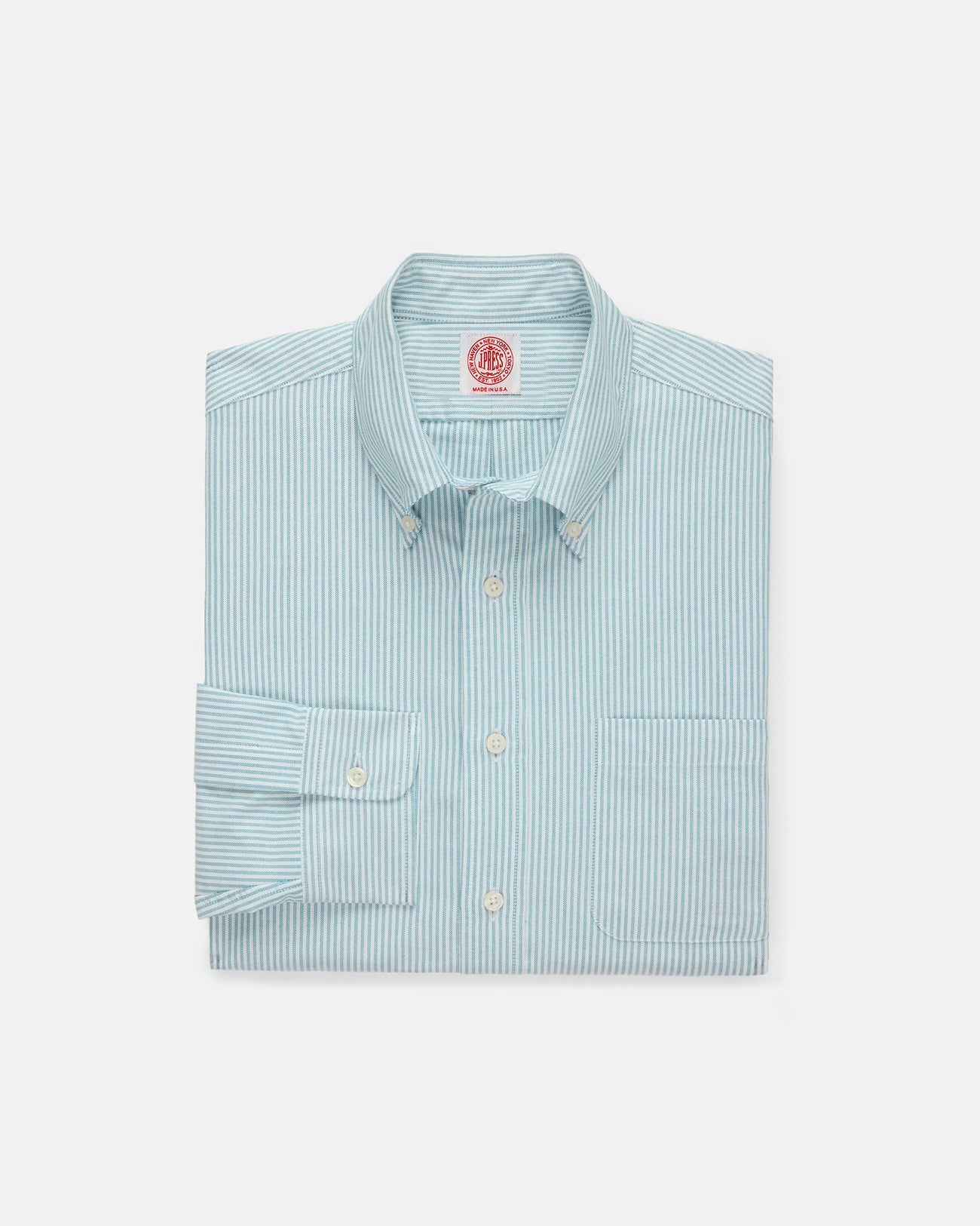 Made In Usa Green University Stripe Oxford Cloth Shirt Classic Fit