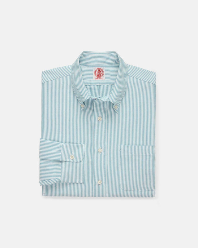 Made In Usa Green University Stripe Oxford Cloth Shirt Classic Fit