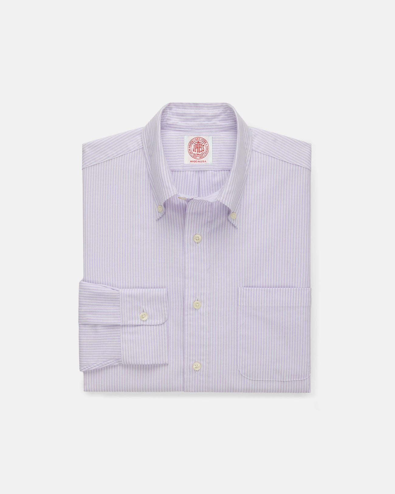 Made-in-USA Lavender University Stripe Oxford Cloth Shirt - Classic Fit