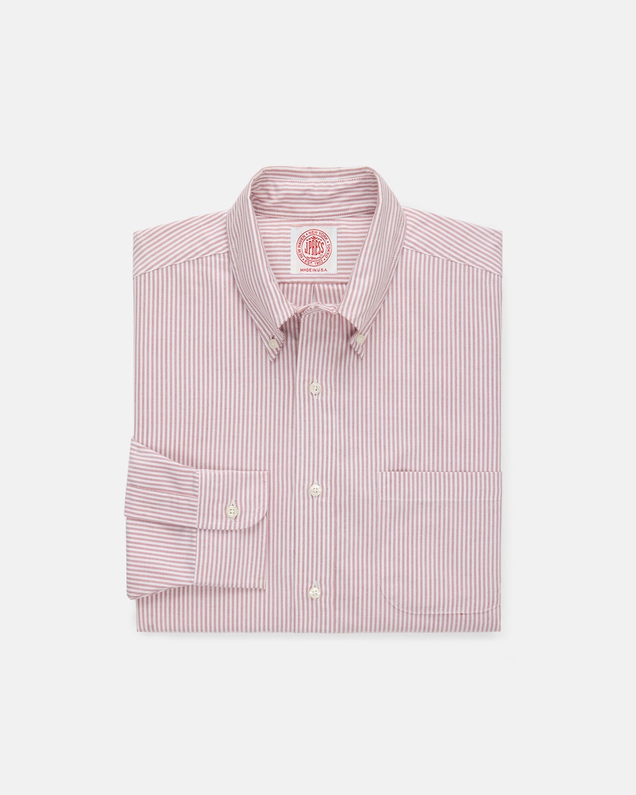 Made In Usa Red University Stripe Oxford Dress Shirt Classic Fit