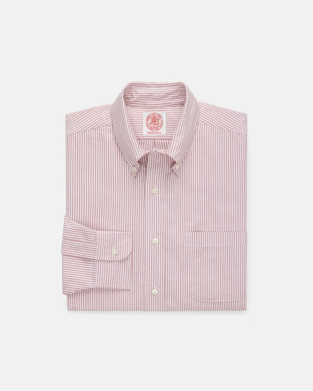 Made-in-USA Red University Stripe Oxford Dress Shirt - Classic Fit