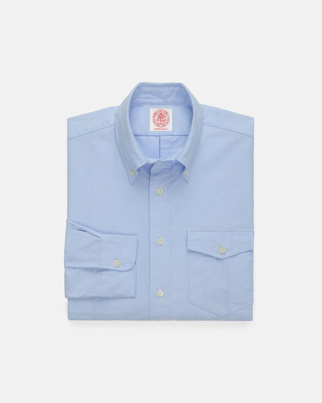 Made-in-USA Flap Pocket Blue Oxford Cloth Button Down Shirt - Regular Fit