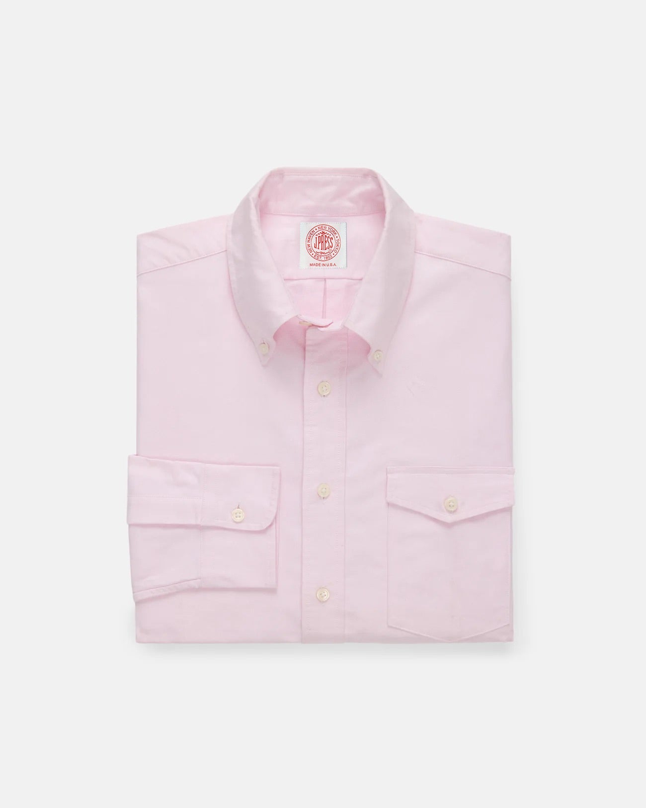 Made In Usa Flap Pocket Pink Oxford Cloth Button Down Shirt Regular Fit