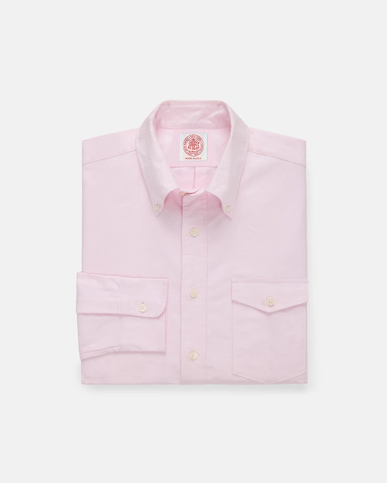 Made In Usa Flap Pocket Pink Oxford Cloth Button Down Shirt Classic Fit