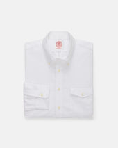 Made-in-USA Flap Pocket White Oxford Cloth Button Down Shirt - Regular Fit