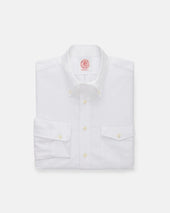 Made-in-USA Flap Pocket White Oxford Cloth Button Down Shirt - Classic Fit