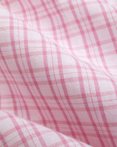 Pink Check Cotton Linen Short Sleeve Sport Shirt Classic Fit
