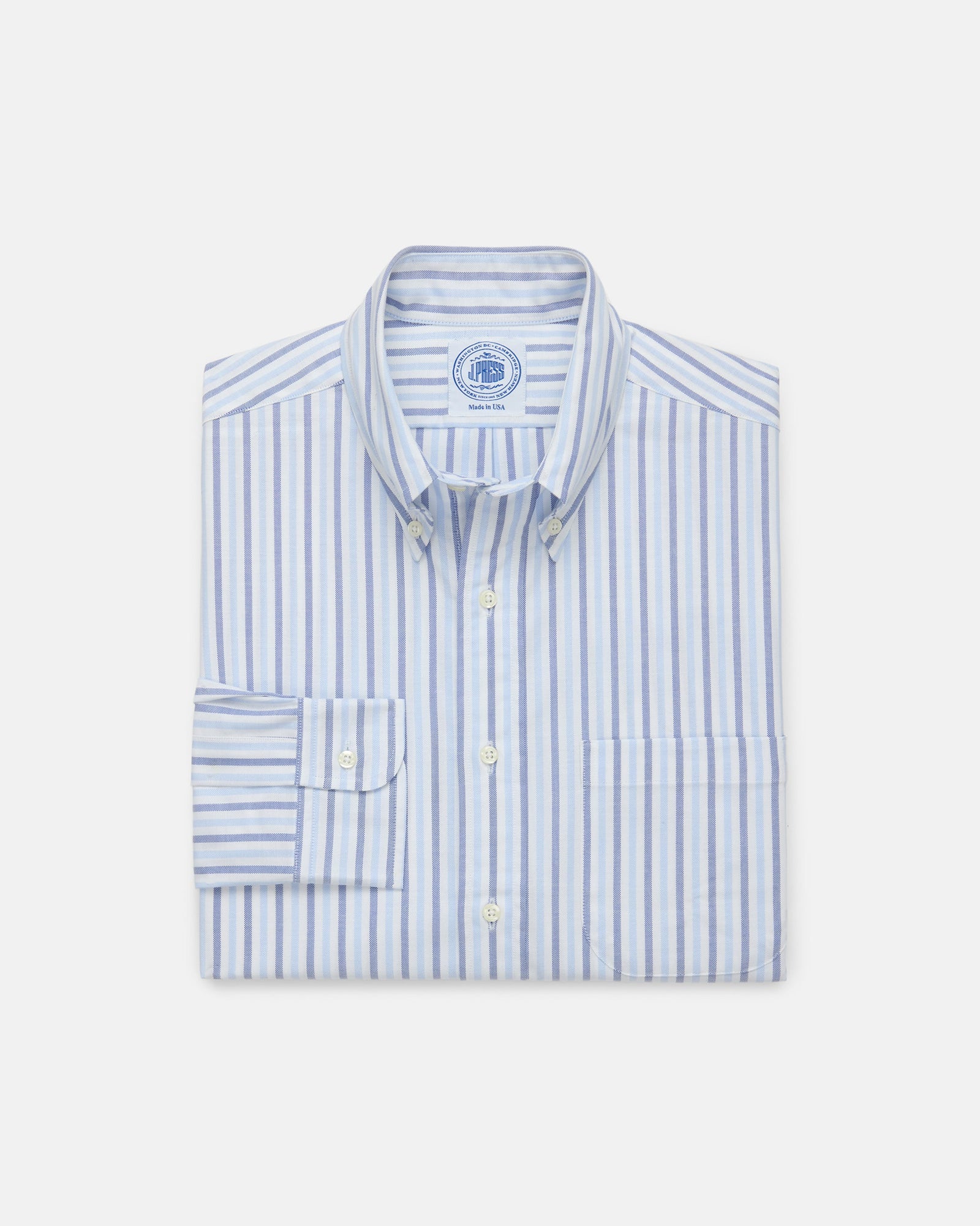 Made In Usa Light Bold Stripe Oxford Sport Shirt Classic Fit