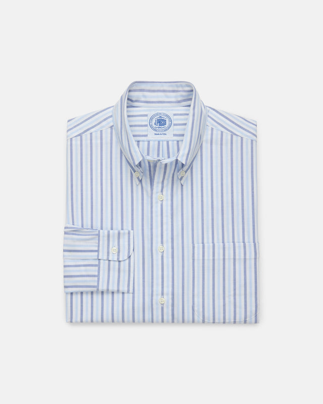 Made In Usa Light Bold Stripe Oxford Sport Shirt Classic Fit