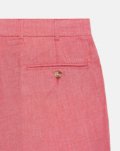 Red Cotton Chambray Shorts