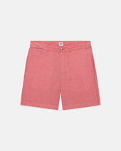 Red Cotton Chambray Shorts