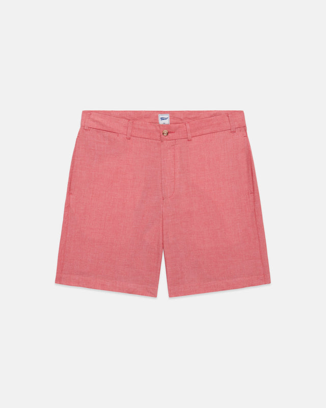 Red Cotton Chambray Shorts