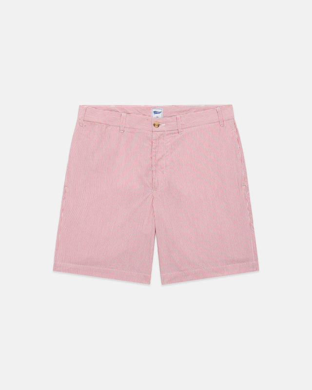 Red Stripe Seersucker Shorts