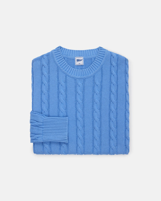 Linen Cotton Cable Knit Sweater Trim Fit