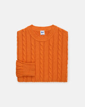 Linen Cotton Cable Knit Sweater Trim Fit