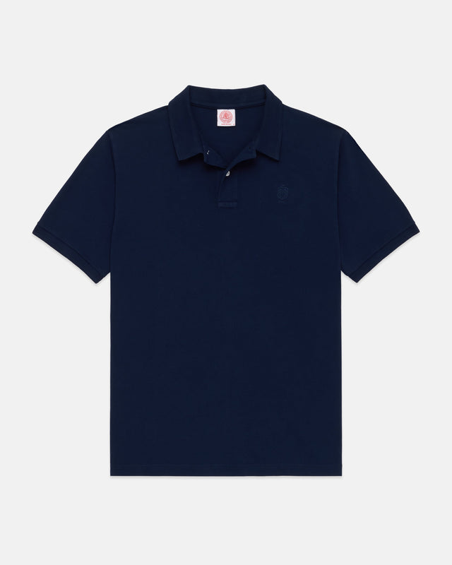 J. Press Navy Archival Crest Pique Polo