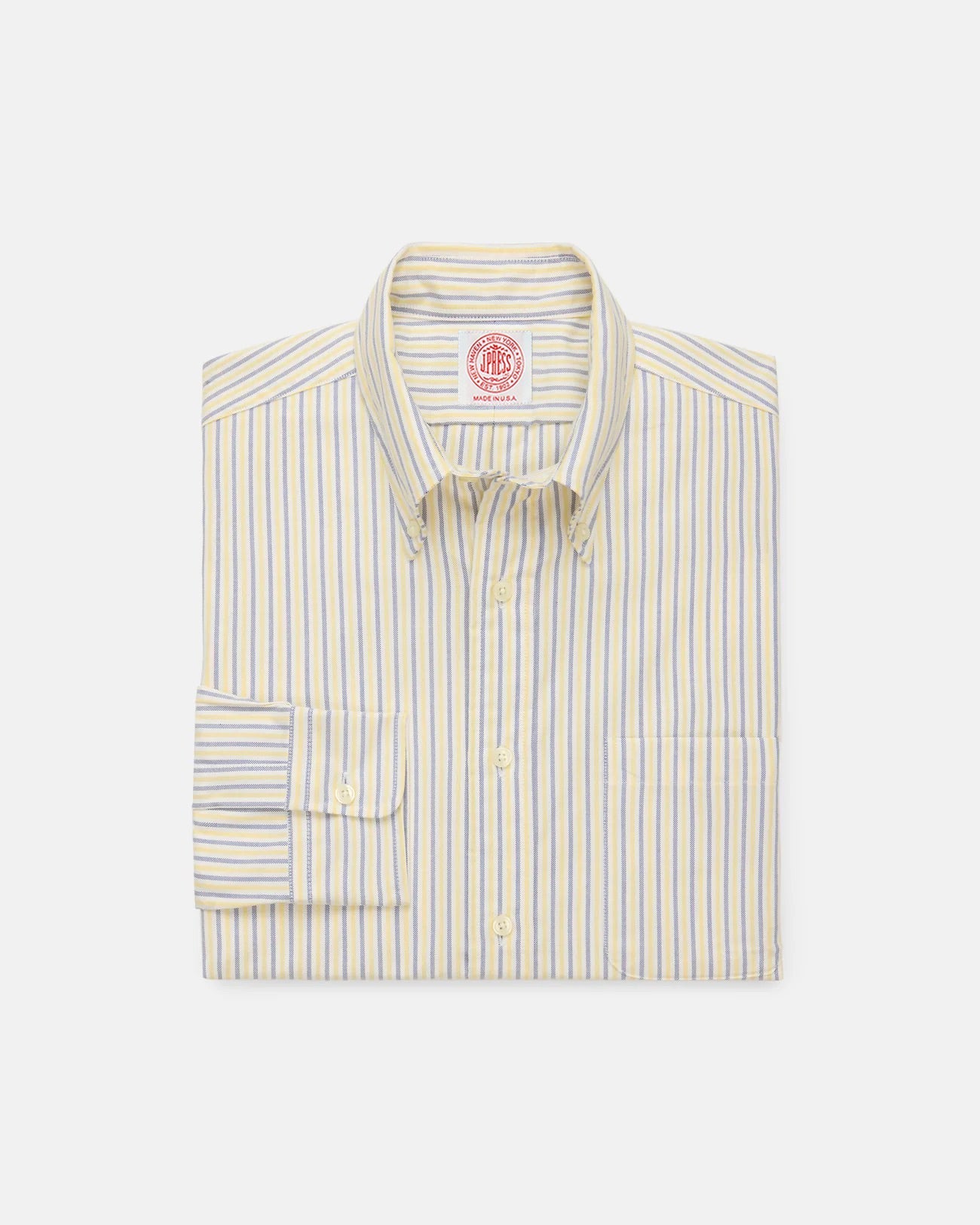 Made In Usa Blue Alternating Stripe Oxford Dress Shirt Classic Fit