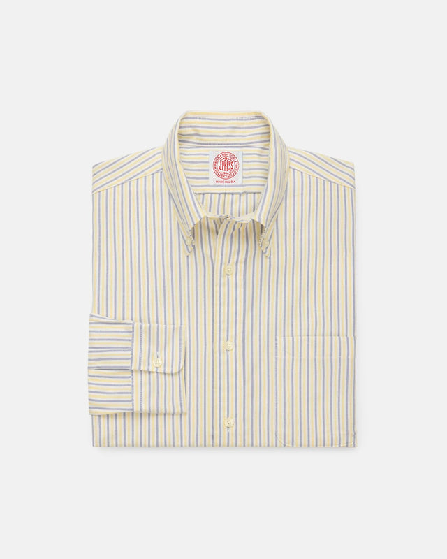 Made In Usa Blue Alternating Stripe Oxford Dress Shirt Classic Fit