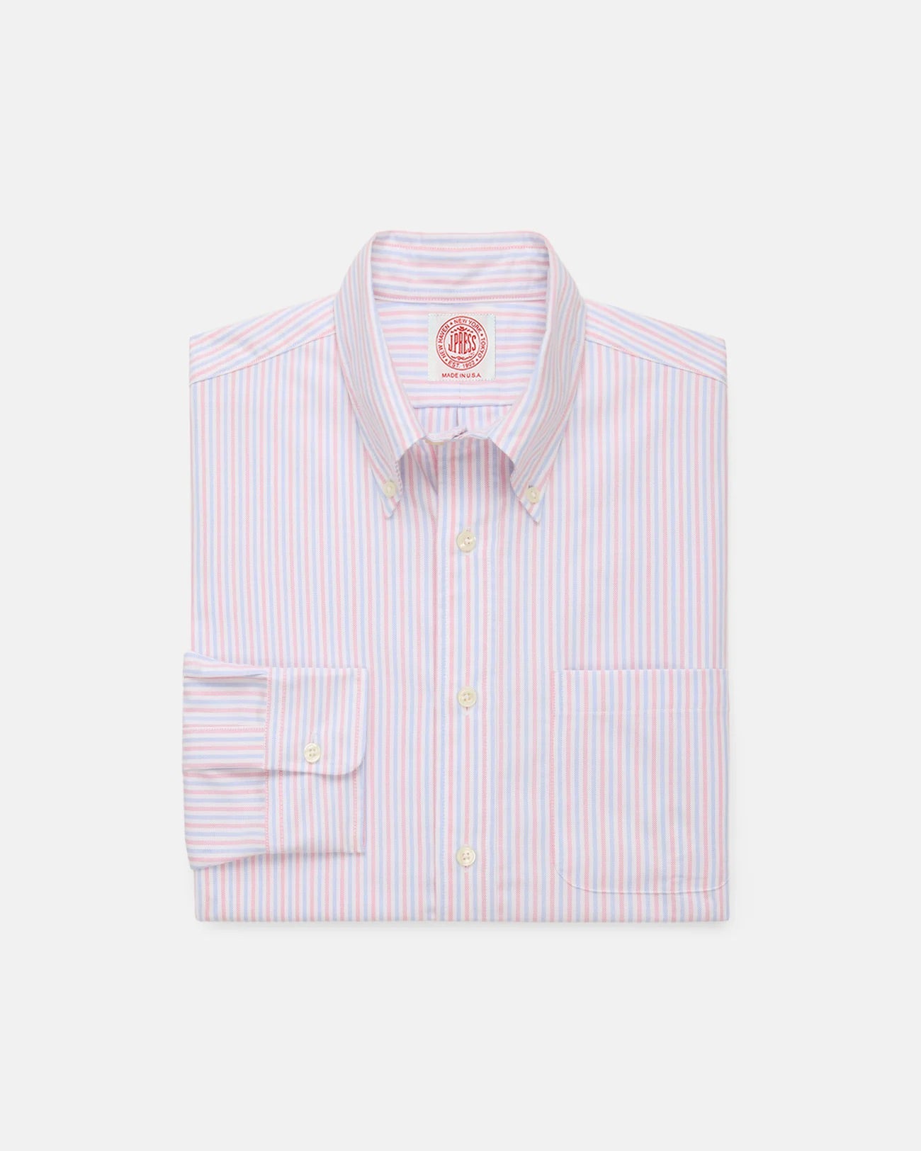 Made In Usa Pink Alternating Stripe Oxford Dress Shirt Classic Fit