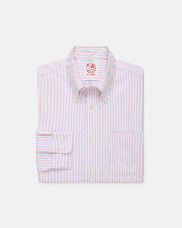Made In Usa Pink Alternating Stripe Oxford Dress Shirt Classic Fit