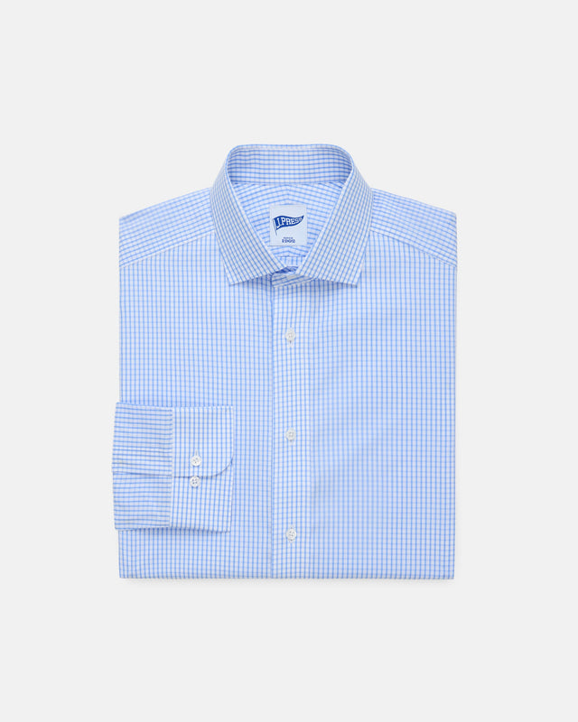 Light Check Spread Collar Dress Shirt Trim Fit